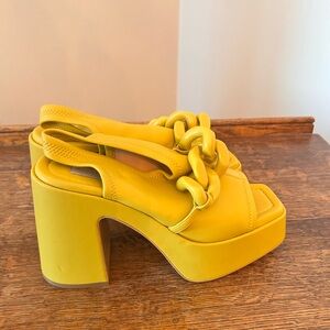 Stella McCarthy Yellow Platform Sandals